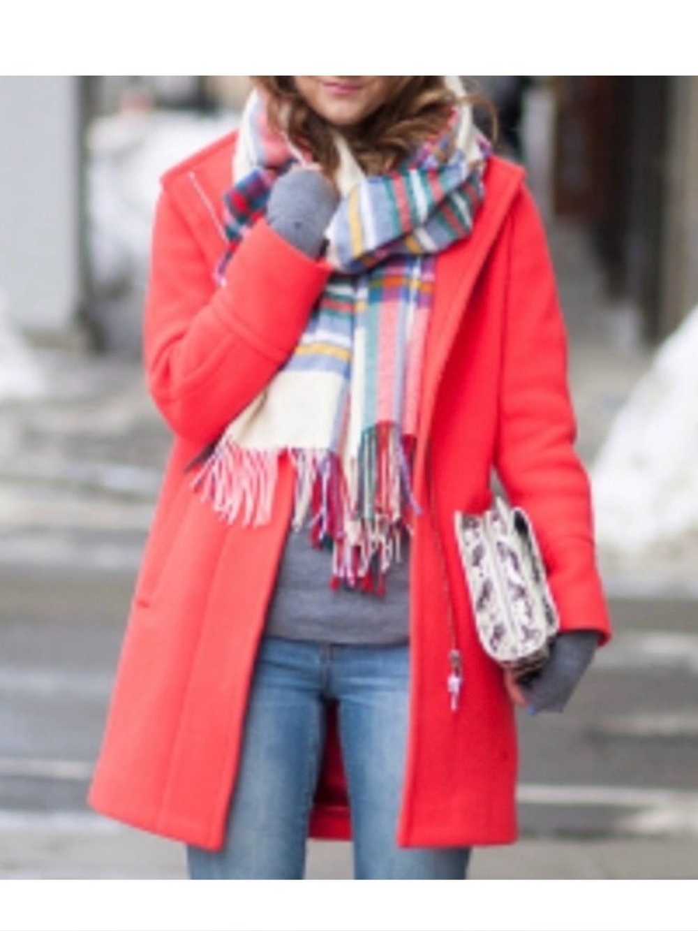J.Crew Red Stadium Cloth Wool Cocoon Coat 2